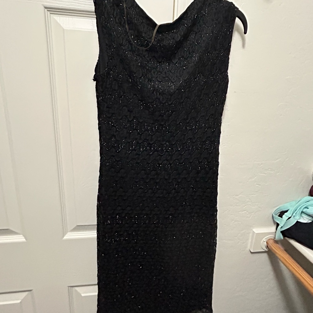 Connected Apparel Black One Shoulder Dress